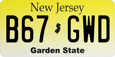 NJ license plate B67GWD