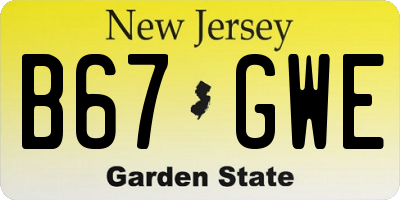 NJ license plate B67GWE