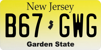 NJ license plate B67GWG