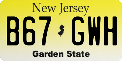 NJ license plate B67GWH
