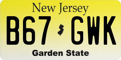 NJ license plate B67GWK