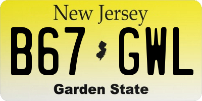 NJ license plate B67GWL