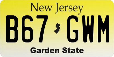 NJ license plate B67GWM