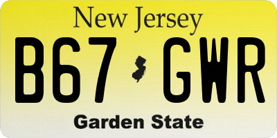 NJ license plate B67GWR