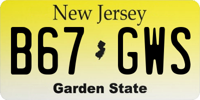 NJ license plate B67GWS