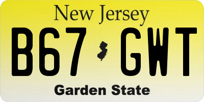 NJ license plate B67GWT