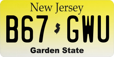 NJ license plate B67GWU