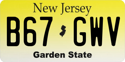 NJ license plate B67GWV