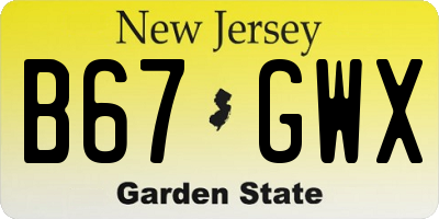 NJ license plate B67GWX