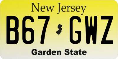 NJ license plate B67GWZ