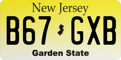 NJ license plate B67GXB