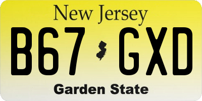 NJ license plate B67GXD