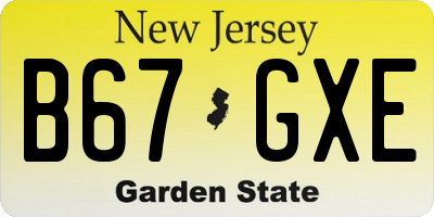NJ license plate B67GXE