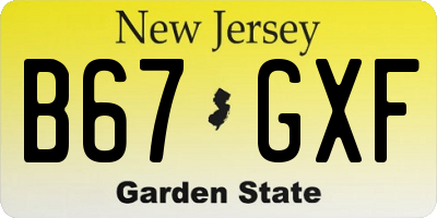 NJ license plate B67GXF