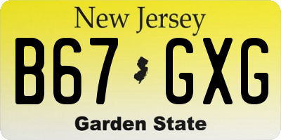 NJ license plate B67GXG