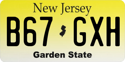 NJ license plate B67GXH
