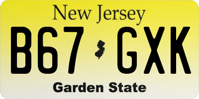 NJ license plate B67GXK