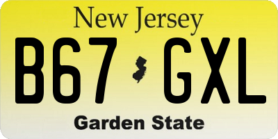 NJ license plate B67GXL