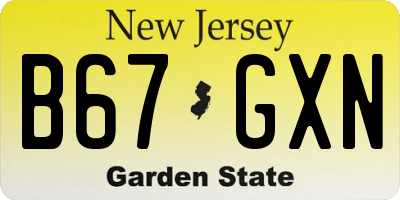 NJ license plate B67GXN