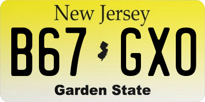 NJ license plate B67GXO