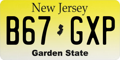 NJ license plate B67GXP
