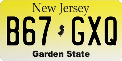 NJ license plate B67GXQ