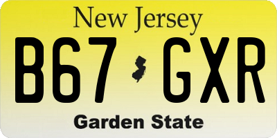 NJ license plate B67GXR
