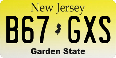 NJ license plate B67GXS