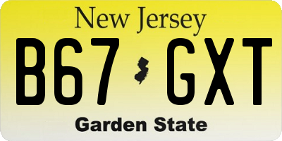NJ license plate B67GXT
