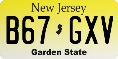 NJ license plate B67GXV