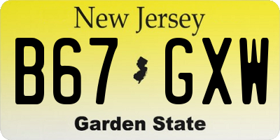 NJ license plate B67GXW