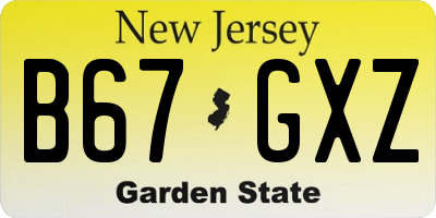NJ license plate B67GXZ
