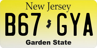 NJ license plate B67GYA