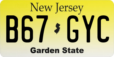 NJ license plate B67GYC