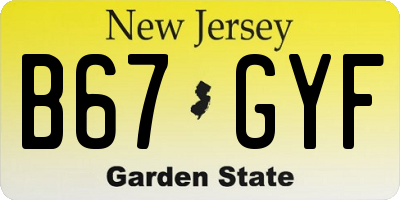 NJ license plate B67GYF