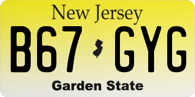 NJ license plate B67GYG