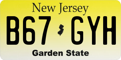NJ license plate B67GYH