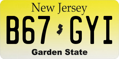 NJ license plate B67GYI