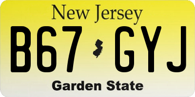 NJ license plate B67GYJ