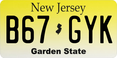 NJ license plate B67GYK