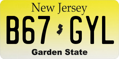 NJ license plate B67GYL