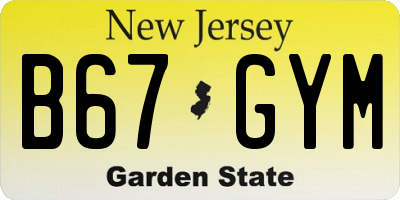 NJ license plate B67GYM