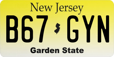 NJ license plate B67GYN