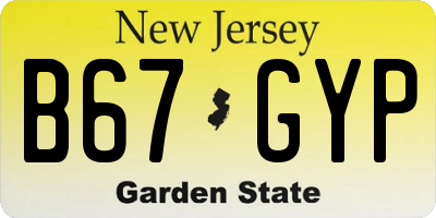 NJ license plate B67GYP