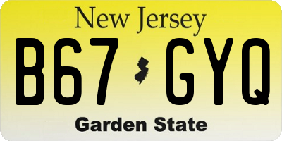 NJ license plate B67GYQ