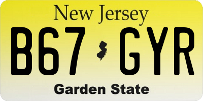 NJ license plate B67GYR