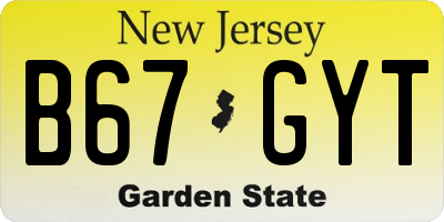 NJ license plate B67GYT
