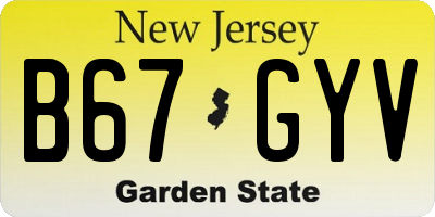 NJ license plate B67GYV