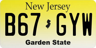 NJ license plate B67GYW
