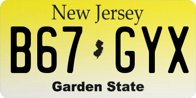 NJ license plate B67GYX